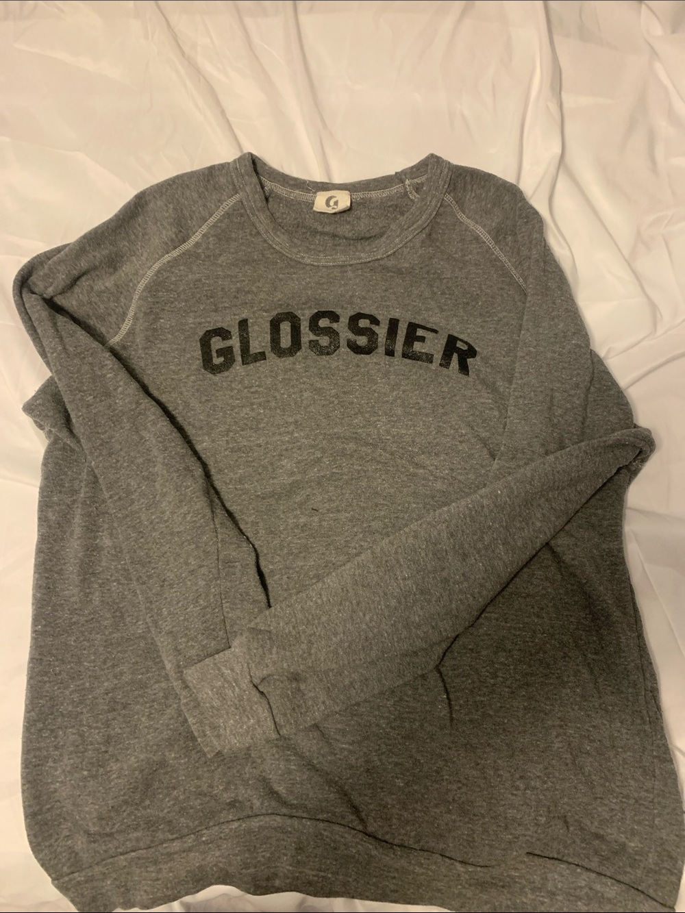 Glossier Charcoal Gray Crewneck Sweatshirt with Black Logo XXL